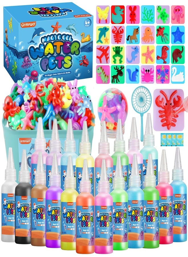 URMYWO Magic Water Elf Toy Kit, Water Gel Kit Pets, 20 Gels & 24 Molds, Make Your Own Squishies Sensory Toys for Kids, Squishy Maker Water Pets Toys, DIY Craft Kits, 4 5 6 7 8 9 10 Year Old Boy Girl Gifts - Image 1